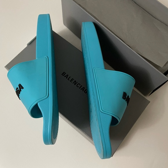 BALENCIAGA MEN POOL SLIDE TURQUOISE 46EU/13US - Picture 7 of 16